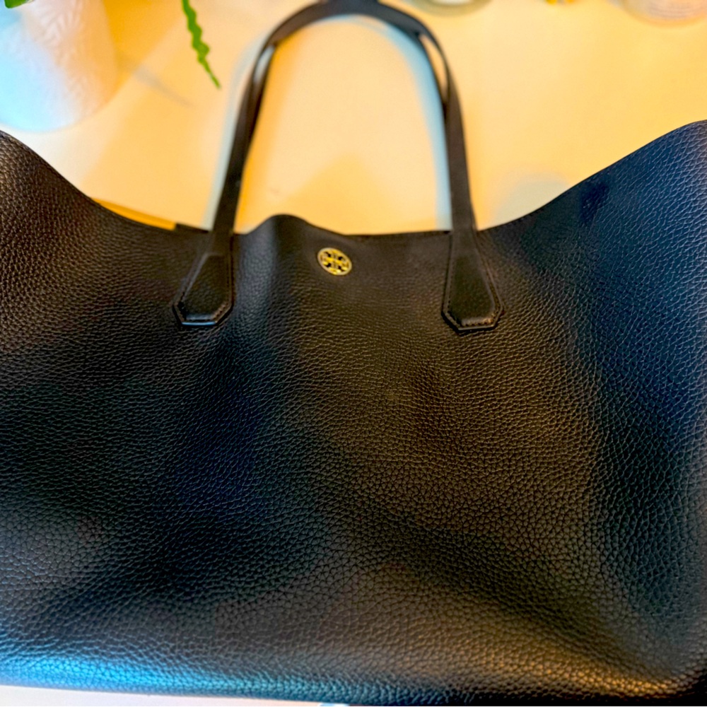 Tory Burch Black Pebbled Leather Tote
